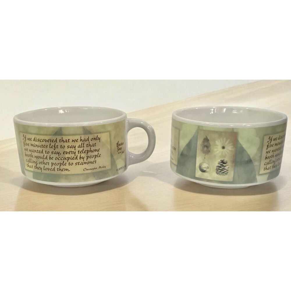Chicken Soup For The Soul Printed Ceramic Soup Coffee Cup Mug Set Of 2
